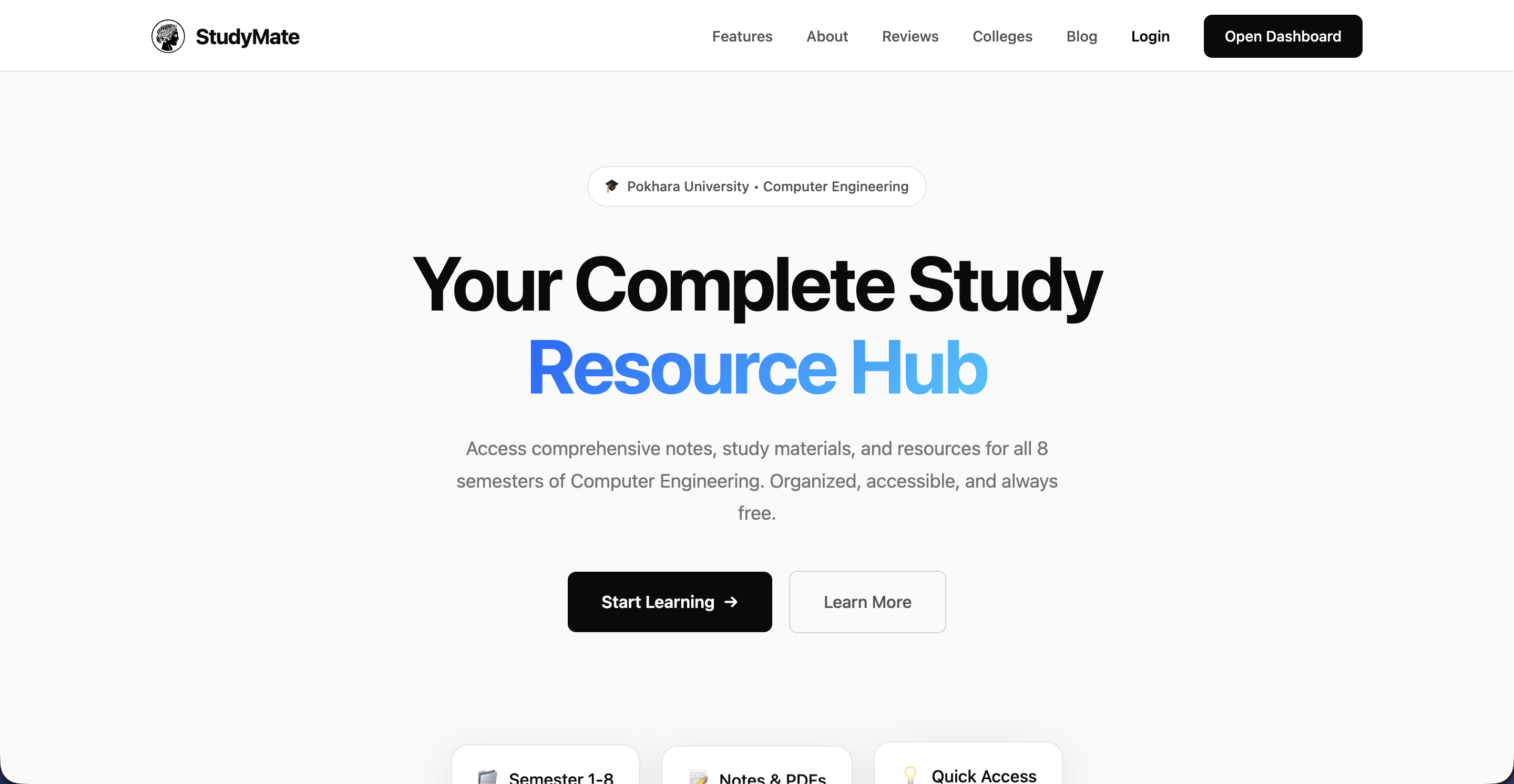StudyMate - computer engineering study resource hub by Manish